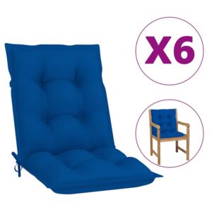 Podušky na zahradní židle 6 ks královsky modré 100 x 50 x 7 cm