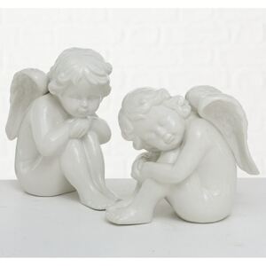 BOLTZE Porcelánový anděl Mirra sedící bílý, 20x24x11 cm