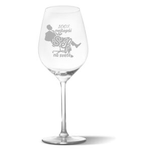 Sklenička na víno SABLIO - 100% nejlepší šéf na světě 350 ml