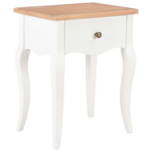 Noční stolek - masivní borové dřevo - bílý a hnědý | 40x30x50 cm