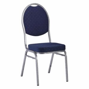 TEMPO Židle, stohovatelná, látka modrá/šedý rám, JEFF 3 NEW 2