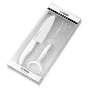 Keramický nůž Revolution 14 cm + škrabka v dárkovém balení, bílá- Kyocera