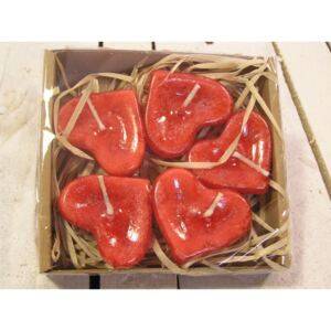 VÁLA Valentýnská plovoucí svíčka srdce 5 ks - červené / krabička