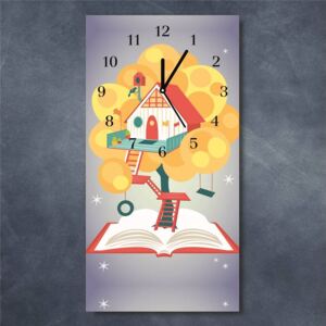 E-shop24, 60x30 cm, HnnD168721593 Nástěnné hodiny obrazové na skle dětské - Strom snů
