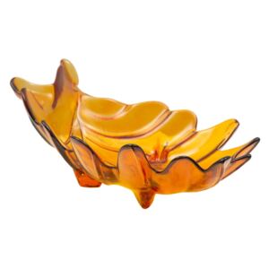 Oranžová miska z recyklovaného skla Mauro Ferretti Leaf, 33 x 20 cm