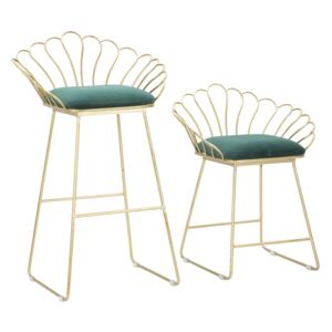 Sada 2 barových židlí ve zlato-zelené barvě Mauro Ferretti Flower