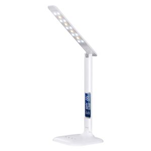 Solight LED stmívatelná stolní lampička s displejem, 6W, volba teploty světla, bílý lesk, WO43