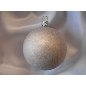 Střední vánoční koule s třpytkami 6 ks - světle šedá