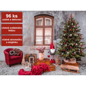 Ozdobený stromeček SRDÍČKOVÉ VÁNOCE výška: 180 cm