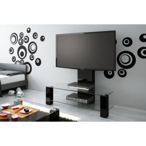 Televizní stolek LUGANO (černá lesk/čiré sklo)