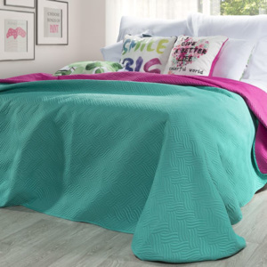 Přehoz na postel MANU 220x240 cm tmavě růžová/zelená Mybesthome