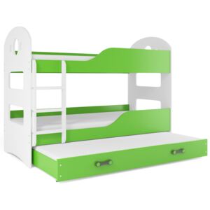 Patrová postel s přistýlkou Dominik 80x160cm, bílá/zelená