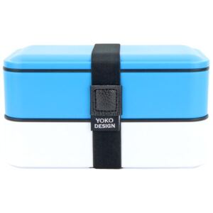 Yoko Design Box na jídlo s příborem dvoupatrový modrý