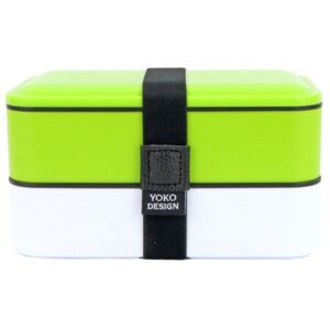 Yoko Design Box na jídlo s příborem dvoupatrový zelený