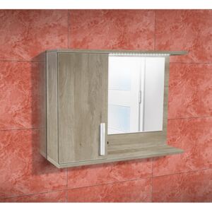 Nabytekmorava Koupelnová skříňka se zrcadlem K10 levá barva skříňky: dub stříbrný, barva dvířek: dub stříbrný lamino