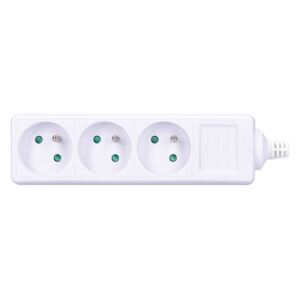 SOLIGHT Kabelová vícenásobná zásuvka bílá, 3 zásuvky 230V/16A