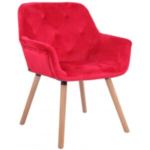 Jídelní židle Kasida samet přírodní podnož, červená