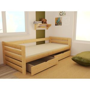 Dětská dřevěná postel z borovice 80, nebo 90 cm s roštem DP030