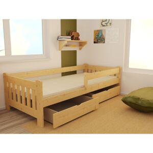 Jednolůžková dětská dřevěná postel se zábranou a roštem DP 022