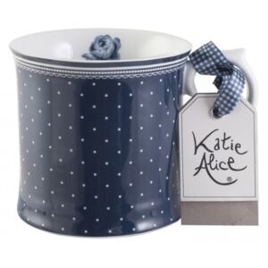 Katie Alice - hrnek Spot 400 ml (Porcelánový hrnek Spot na kávu nebo čaj s bílými puntíky na modrém podkladě.)