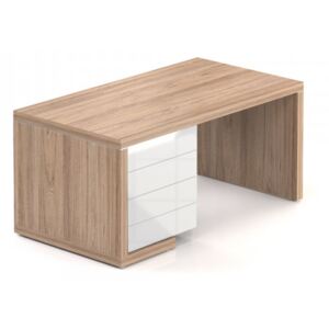 Stůl Lineart 160 x 85 cm + levý kontejner jilm světlý / bílá