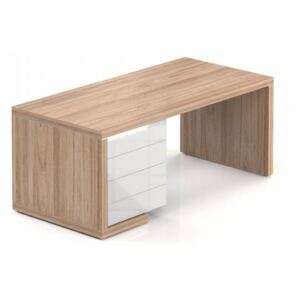 Stůl Lineart 180 x 85 cm + levý kontejner jilm světlý / bílá