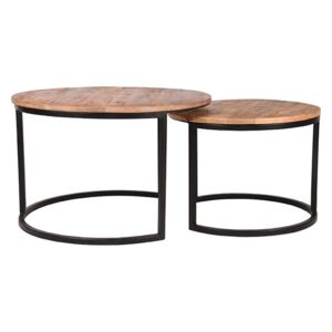 Sada 2 odkládací stolků z mangového dřeva LABEL51 Coffee, ⌀ 50 cm a ⌀ 70 cm