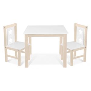 BABY NELLYS Dětský nábytek - 3 ks, stůl s židličkami - přírodní lll., bílá, C/03