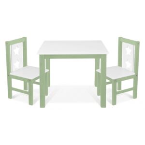 BABY NELLYS Dětský nábytek - 3 ks, stůl s židličkami - zelená, bílá, C/04