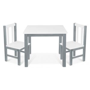 BABY NELLYS Dětský nábytek - 3 ks, stůl s židličkami - šedá , bílá, D/04