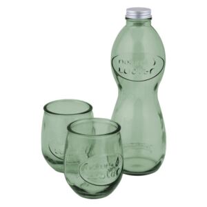 Set světle zelené lahve na vodu a 2 sklenic z recyklovaného skla Ego Dekor Water