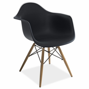 Jídelní plastová židle v černé barvě na dřevěné konstrukci KN1071