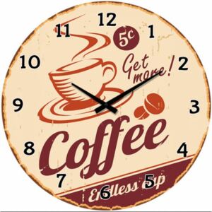 Postershop Nástěnné skleněné hodiny: Coffee Endless Cup - 34 cm