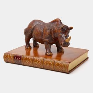 Těžítko ve tvaru nosorožce a historické knihy