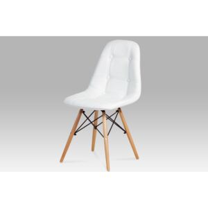 Jídelní židle, koženka bílá / natural WT1 CT-720 WT1