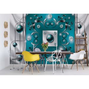 Fototapeta - Abstract Modern Design Turquoise II. Vliesová tapeta - 206x275 cm