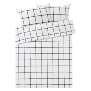 MERADISO® Flanelové ložní prádlo, 200 x 220 cm (káro/šedá/bílá)