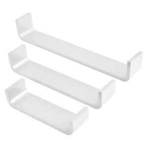 [en.casa]® Třídílná sada designových polic na zeď - bílá - model 2