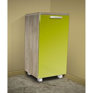 Nabytekmorava Koupelnová skříňka s košem na prádlo K18 barva skříňky: dub stříbrný, barva dvířek: lemon lesk