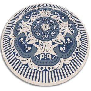 Kulatý vnitřní vinylový koberec květinová mandala