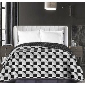 Oboustranný přehoz na postel DecoKing černo-bílý ornament