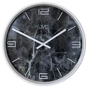 Kovové nástěnné hodiny JVD HC21.1 v mramorovém designu (černý mramorový design hodin)