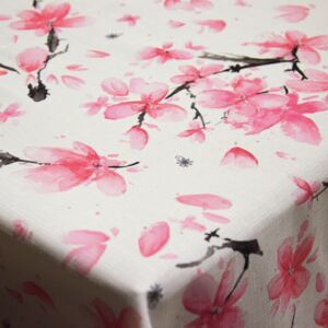 Teflonový ubrus se vzorem Sakura růžová/šedá Varianta: 130