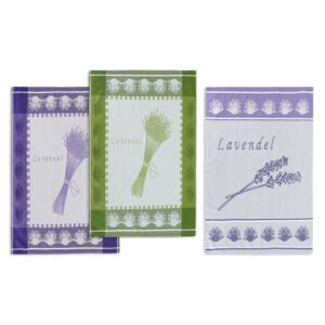 BELLATEX Bavlněné utěrky s levandulí 50x70 cm fialová/zelená 3 kusy v balení, 240g/m2 Varianta: 3ks