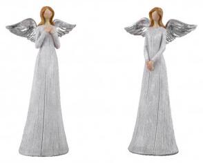 Anděl Zea, stojící, 19 cm, stříbrná, 1 ks, ASS Ego Dekor EGO-711610