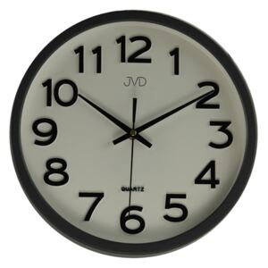 Plastové pastelové nástěnné tiché netikající hodiny JVD HX2413.9 (černo bílé pastelové nástěnné hodiny)