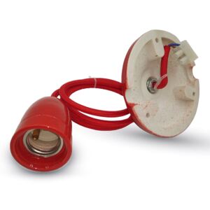 V-TAC Kabel s retro porcelánovou objímkou, červená barva