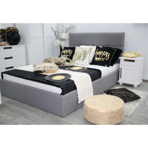 Čalouněná postel MARTIN + UP, 140x200, šedá látka, Malmo 90