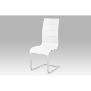 NEW Jídelní židle, koženka bílá / sonoma / chrom WE-5022 WT