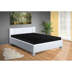 Nabytekmorava Manželská postel Luna 160x200 cm s LED světly matrace: matrace 15 cm, Barva postele: eko bílá, Úložný prostor: s úložným prostorem